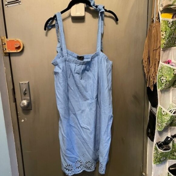 J.Crew Tie-Shoulder Hydrangea Mini Dress Embroidery Size Large - Picture 10 of 15